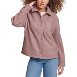 Womens Button Front Shorty Shirt Jacket