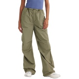 Womens Solid Drawstring-Waist Cotton Parachute Pants