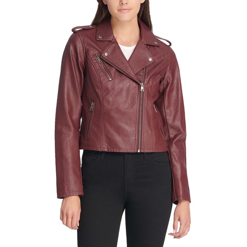 리바이스 Womens Classic Faux Leather Asymmetrical Moto Jacket