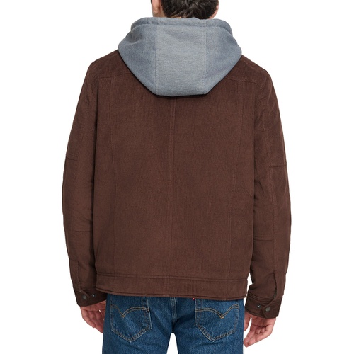 리바이스 Mens Hooded Corduroy Zip Jacket