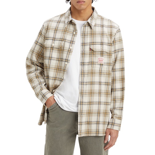 리바이스 Mens Worker Relaxed Fit Plaid Button Down Shirt