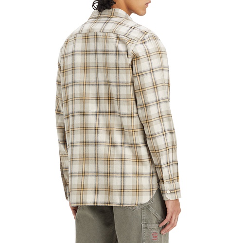 리바이스 Mens Worker Relaxed Fit Plaid Button Down Shirt