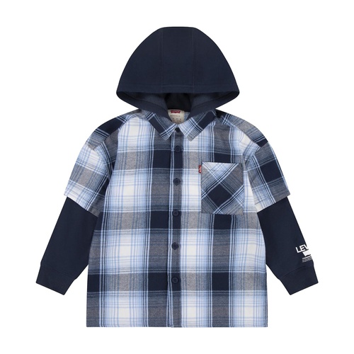 리바이스 Levis Kids Long Sleeve Hoodie and Flannel Twofer Shirt (Little Kids)