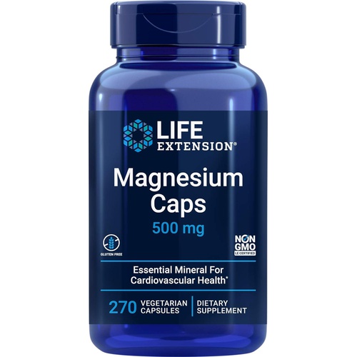  Life Extension Magnesium Caps 500mg, 270 Veg Capsules - Broad Spectrum - 3 Mags in 1 Supplement: Oxide, Citrate, Succinate - Vegetarian