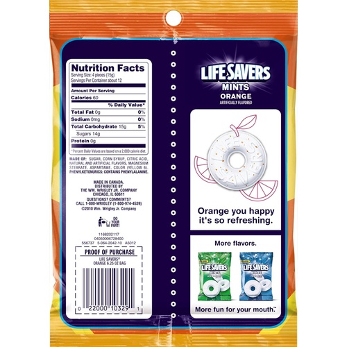  LIFE SAVERS Orange Mints Candy Bag, 6.25 ounce (Pack of 12)