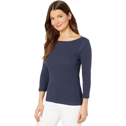  Lilla P 1x1 Rib 3/4 Sleeve Boatneck Top