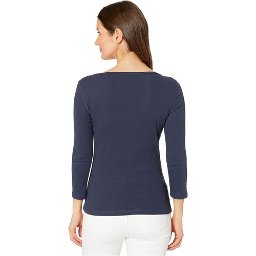  Lilla P 1x1 Rib 3/4 Sleeve Boatneck Top