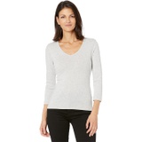 Lilla P 1x1 Rib 3/4 Sleeve V-Neck Top