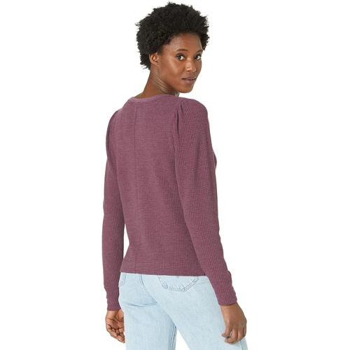  Lilla P Puff Sleeve Textured Waffle Boatneck