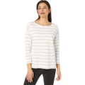 Lilla P Drop Shoulder Striped Slub Boatneck Tee