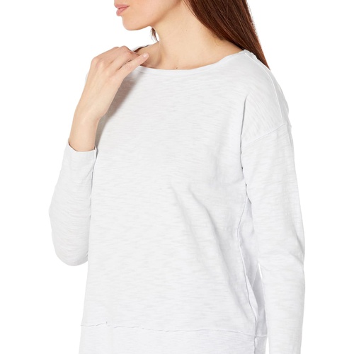  Lilla P Rib Trim Boatneck in Loose Knit Slub