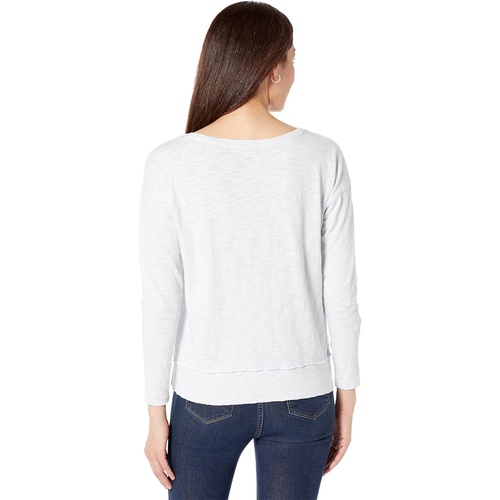  Lilla P Rib Trim Boatneck in Loose Knit Slub