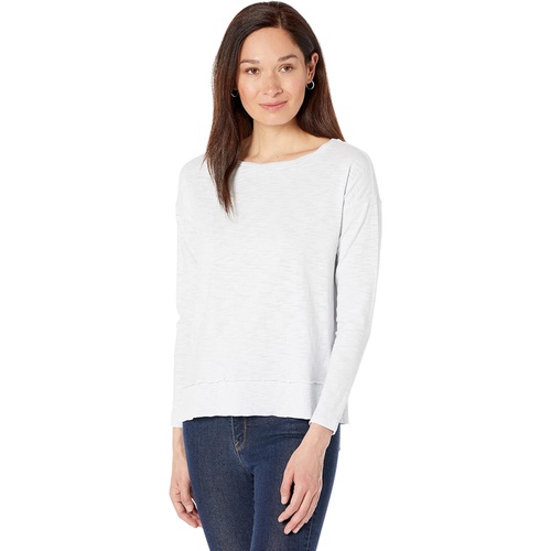  Lilla P Rib Trim Boatneck in Loose Knit Slub