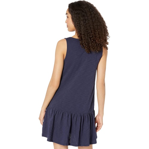  Lilla P Square Neck Peplum Tank Dress in Loose Knit Slub