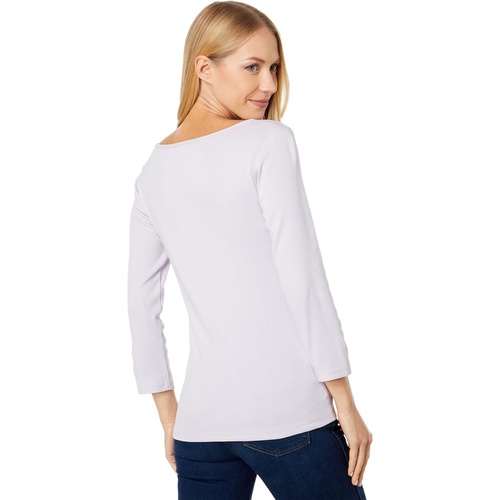  Lilla P 1x1 Rib 3u002F4 Sleeve Boatneck Top