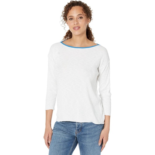  Lilla P 3u002F4 Sleeve 2x2 Ribbed Slub Boatneck Tee