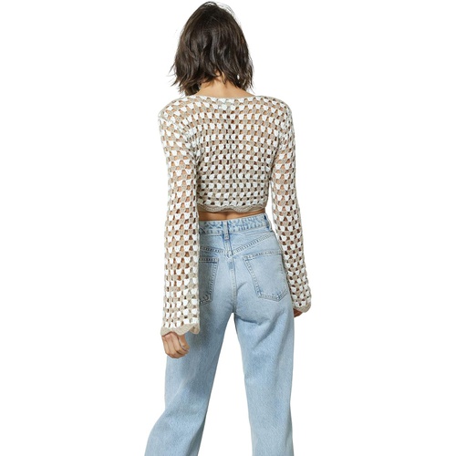  line and dot Walker Crochet Top