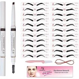 Linkinghome Eyebrow Stencil & Eyebrow Pencil, 30 Eyebrow Shaper Kit, Reusable Eyebrow Template With Strap & Eyebrow Razor, Waterproof Eyebrow Pen, 3 Minutes Makeup, Suitable for 98%