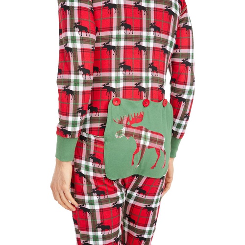  Little Blue House by Hatley Adult Union Suit One-Piece - Holiday Moose on Plaid