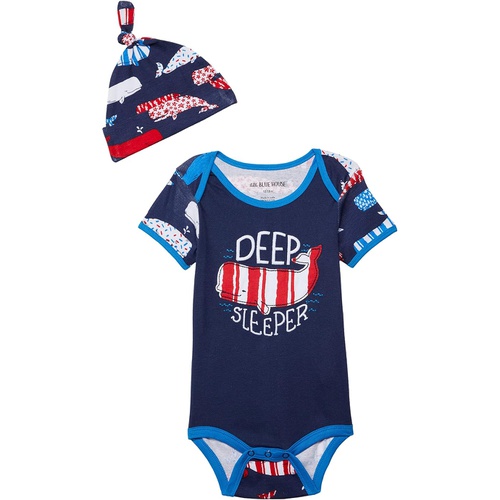  Little Blue House by Hatley Kids Nautical Whales Bodysuit with Hat (Infant)