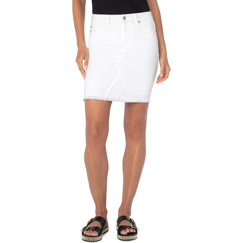  Liverpool Five-Pocket Skirt wu002FFray Hem in Bone White