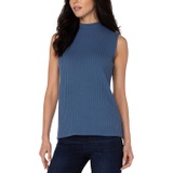 Liverpool Mock Neck Sleeveless Rib Knit Top