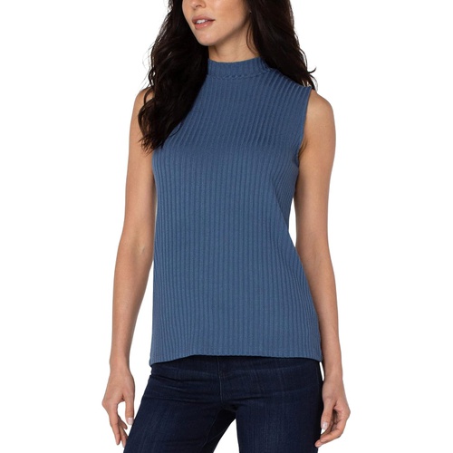  Liverpool Mock Neck Sleeveless Rib Knit Top