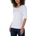 Liverpool Elbow Sleeve Reversible Rib Knit Top