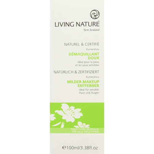  LIVING NATURE I00% NATURAL GENTLE MAKEUP REMOVER I 100 ml (3.38 fl oz) I CRUELTY FREE l CERTIFIED NATURAL