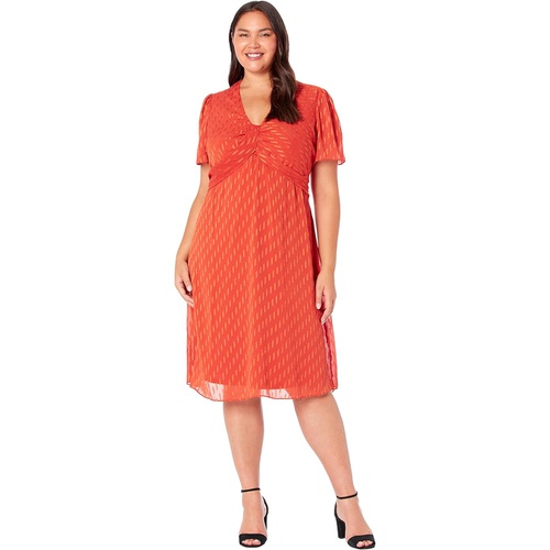  London Times Plus Size Draped Neck Fit-and-Flare Midi Dress