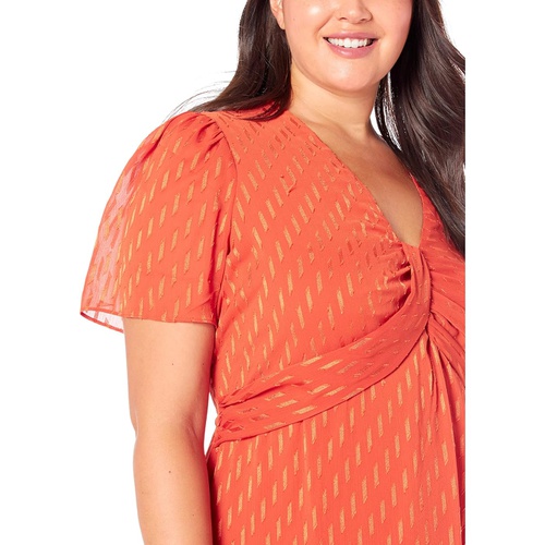  London Times Plus Size Draped Neck Fit-and-Flare Midi Dress