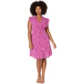 London Times Plus Size V-Neck Smocked Flounce Dress