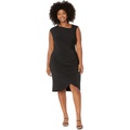 London Times Plus Size Asymmetrical Shirred Tulip Dress