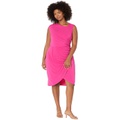 London Times Plus Size Asymmetrical Shirred Tulip Dress