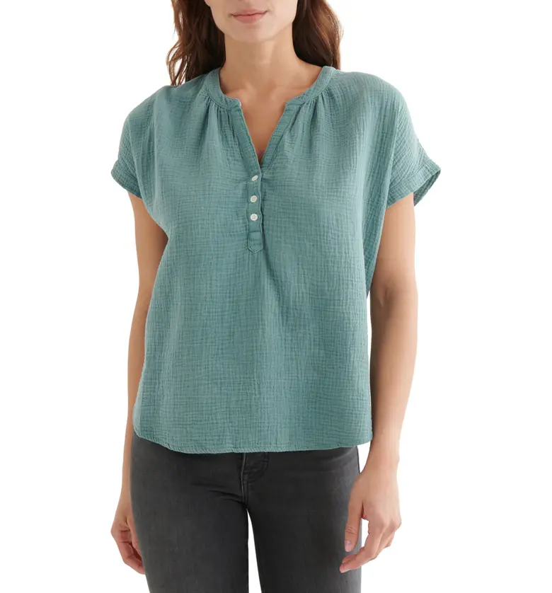 Lucky Brand Crinkle Cotton Top_SAGE BRUSH GREEN