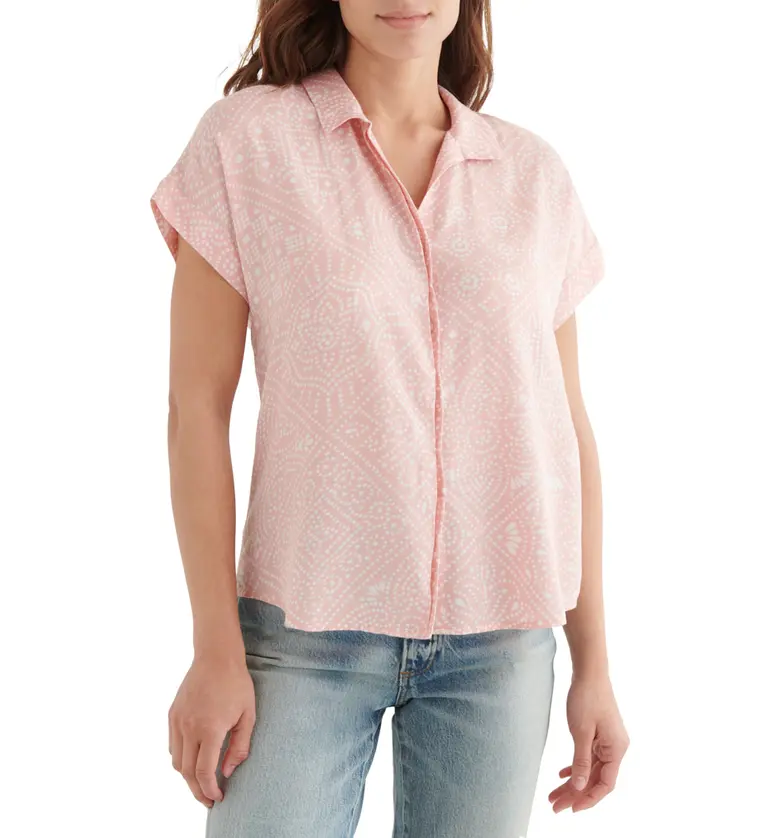 Lucky Brand Print Short Sleeve Shirt_MELLOW ROSE
