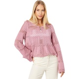 Lucky Brand Open Stitch Peplum Long Sleeve Sweater