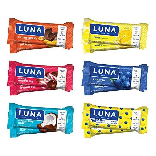  LUNA BAR - Gluten Free Snack Bars - Variety Pack - Flavors May Vary- 8g-9g of Protein - Non-GMO - Plant-Based Wholesome Snacking (1.69 Ounce Snack Bars, 12 Count) Assortment May Va
