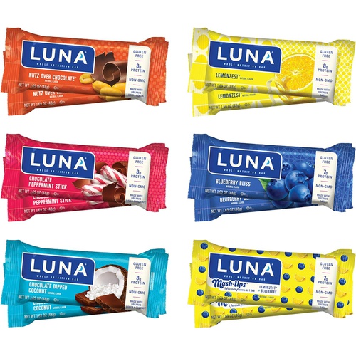  LUNA BAR - Gluten Free Snack Bars - Variety Pack - Flavors May Vary- 8g-9g of Protein - Non-GMO - Plant-Based Wholesome Snacking (1.69 Ounce Snack Bars, 12 Count) Assortment May Va