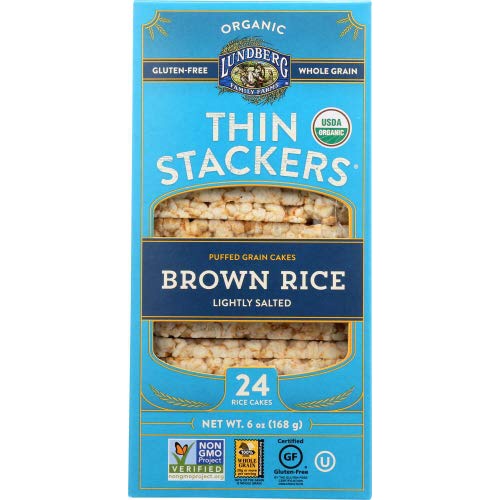  Lundberg Family Farms Organic Thin Stackers Grain Cakes (Brown Rice Lightly Salted, 6 oz)