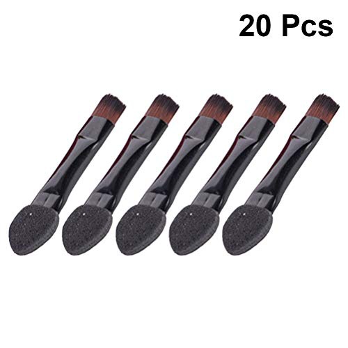  Lurrose Double Sided Eye Shadow Sponge Applicator Eye Brow Make Up Brush Portable Makeup Tool 20pcs (Black)