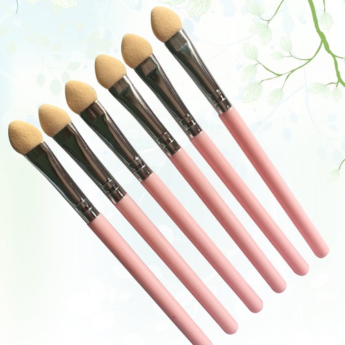  Lurrose 6PCS Portable Sponge Eye Shadow Brush Eyeshadow Applicators Slim Handle Brush Beauty Makeup Tool Paint Brushes for Women Girls