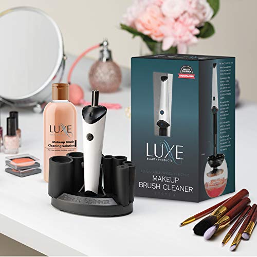  Luxe Makeup Brush Cleaner - 5oz Makeup Cleaning Solution Included |USB Charging Station| 3 Adjustable Speeds| Instantly Wash and Dry Your Makeup Brushes