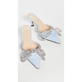 MACH & MACH Baby Blue Glitter Double Bow Mules
