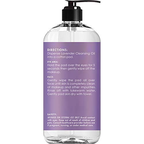  MAJESTIC PURE Lavender Cleansing Oil - Makeup Remover for Eye and Face - Oil Cleanser, for All Skin Types, 8 fl oz