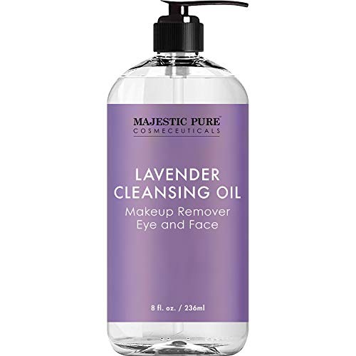  MAJESTIC PURE Lavender Cleansing Oil - Makeup Remover for Eye and Face - Oil Cleanser, for All Skin Types, 8 fl oz