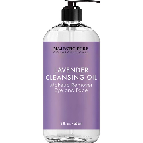  MAJESTIC PURE Lavender Cleansing Oil - Makeup Remover for Eye and Face - Oil Cleanser, for All Skin Types, 8 fl oz