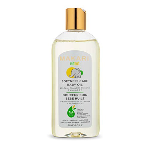  Makari Baby Oil 8.45 fl. Oz  Enriched with Sweet Almond Oil, Chamomile & Vitamin C & E - Moisturizing Baby Oil, Gentle, Non-Irritating Formula  Nourishes & Calms Baby’s Skin