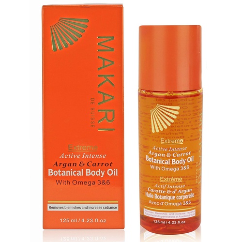  Makari Extreme Botanical BODY Oil 4.23 fl. Oz.  Moisturizing, Toning & Anti-Aging Body Treatment With Omega 3 & 6, Argan, Carrot & Soybean Oils  Hydrating Formula for Wrinkles &