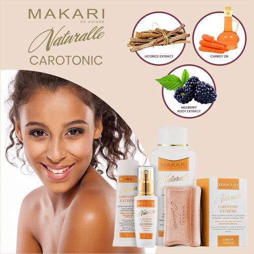  Makari Naturalle Carotonic Extreme BODY Lotion 17.6oz  Toning & Moisturizing Body Cream With Carrot Oil & SPF 15  Anti-Aging & Whitening Treatment for Dark Spots, Acne Scars & Wr